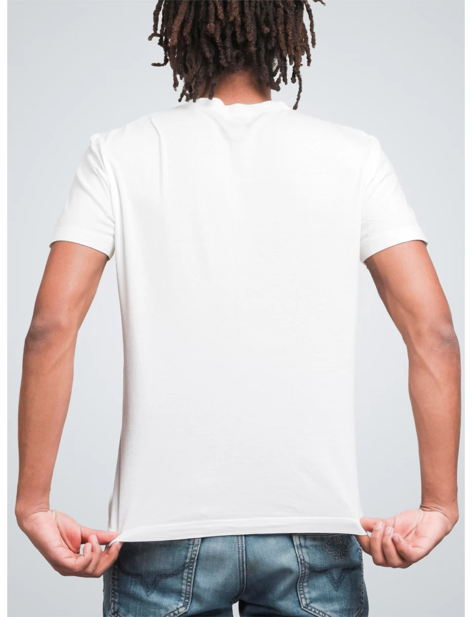 Tricou alb bărbați cu imprimeu STREET VIBES