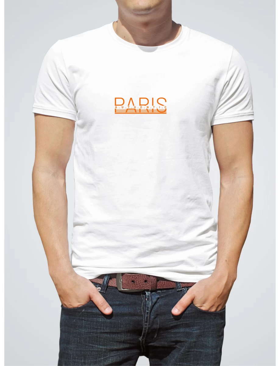 Tricou alb barbati cu imprimeu PARIS ICONIC WEAR
