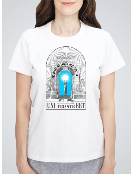 Tricou alb damă cu imprimeu UNITED STREET