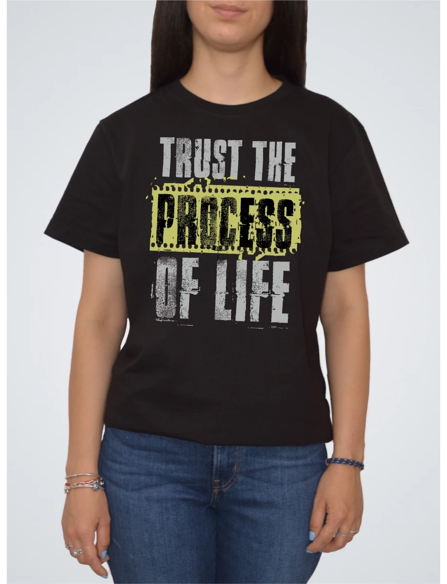 Tricou negru dama cu imprimeu LIFE PROCESS