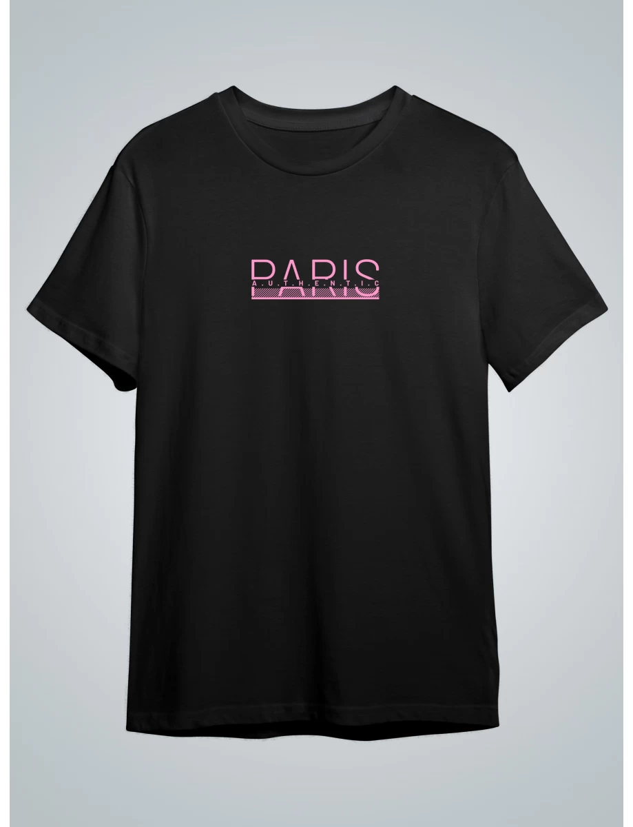 Tricou negru barbati cu imprimeu PARIS PREMIUM FASHION