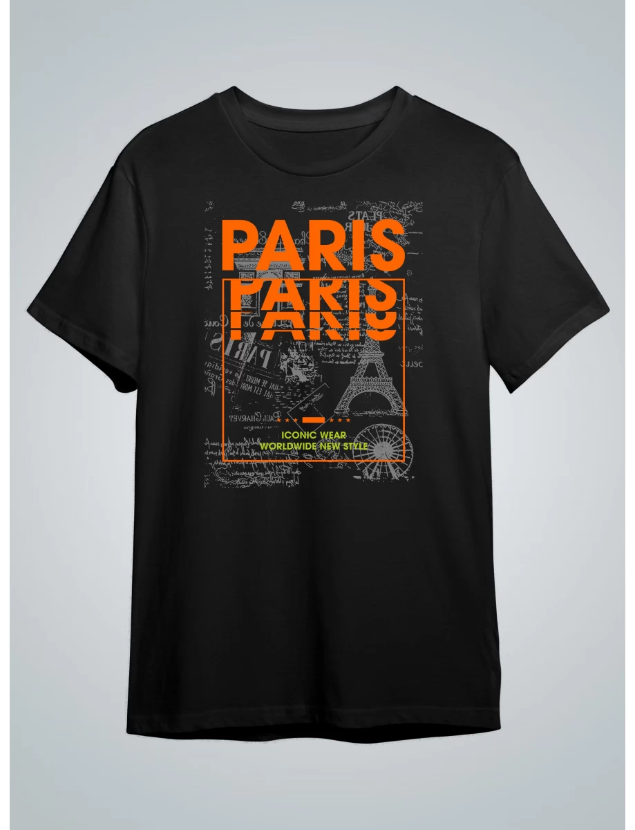 Tricou negru dama cu imprimeu PARIS ICONIC WEAR