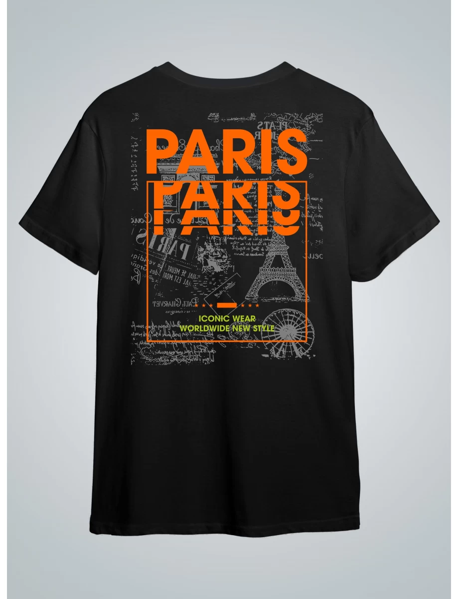 Tricou negru barbati cu imprimeu PARIS ICONIC WEAR