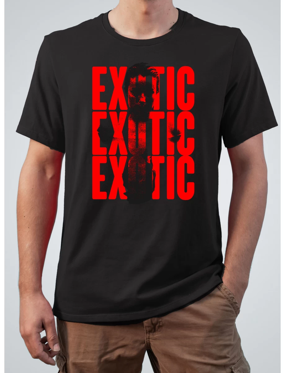 Tricou negru barbati cu imprimeu EXOTIC